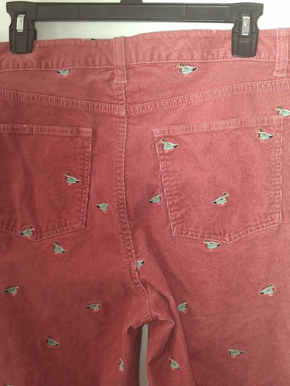 Talbots Corduroy Straight Leg Pants Pink Mallard Duck Embroidered Womens 12P - Picture 5 of 7